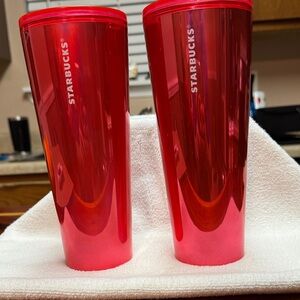 Starbucks Summer 2022 Watermelon Flame Red Iridescent Venti Tumbler Lot of 2